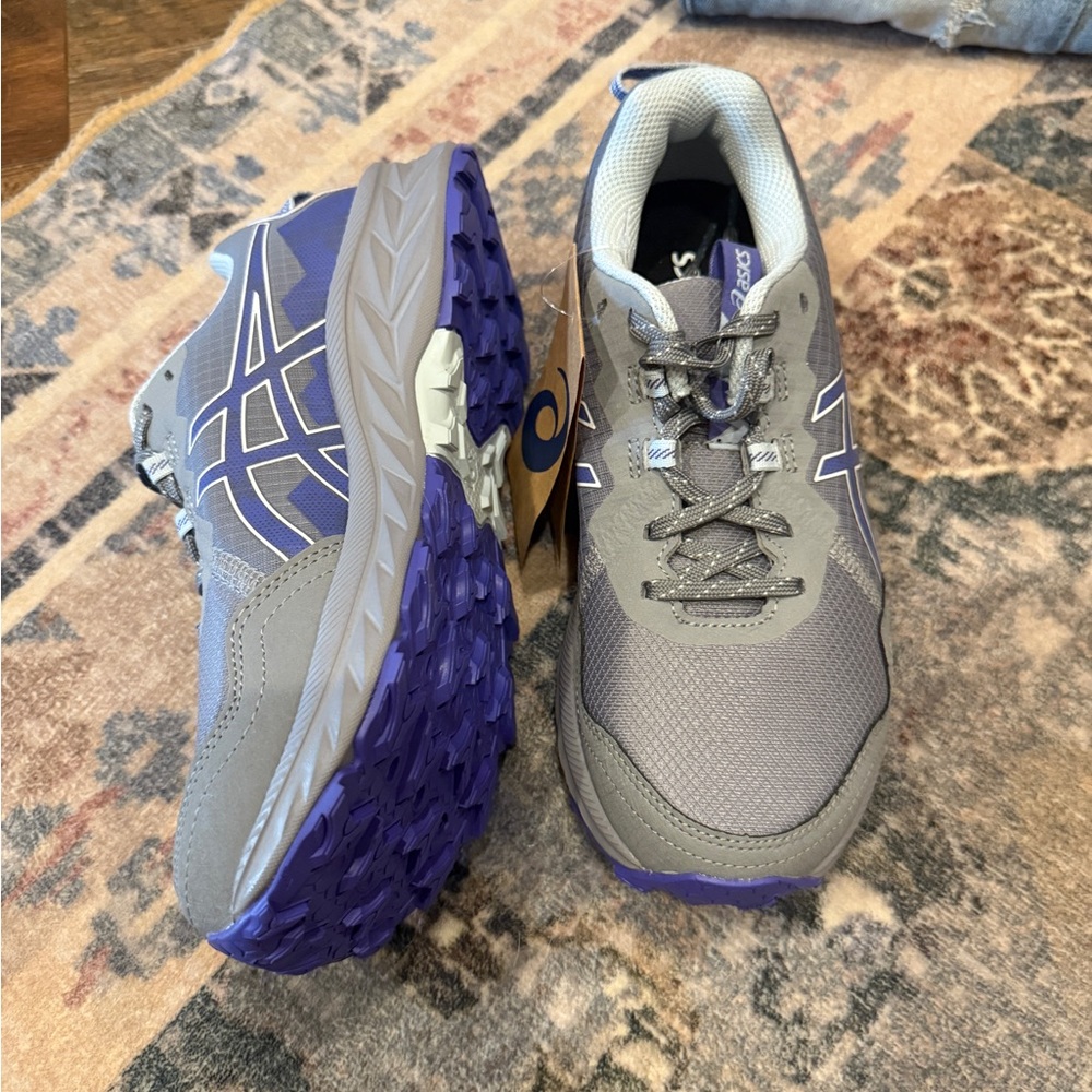 ASICS Gray and Purple Athletic Sneakers